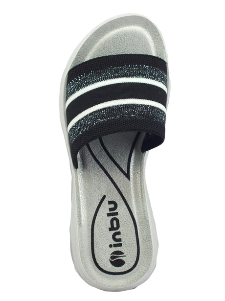 InBlu InBlu LD000010 Nero Ciabatte per donna in tessuto zeppa 4cm Nero