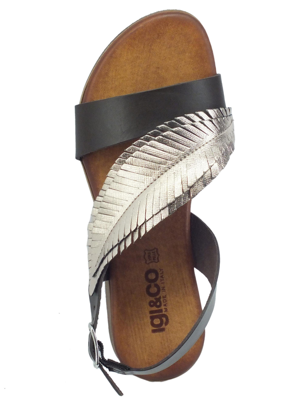 Igi&Co Igi&Co 7176022 Vitello Testa di Moro Sandali per Donna zeppa bassa in pelle Testa di Moro