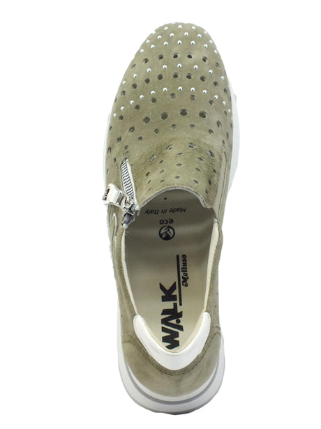 Melluso Melluso Walk R20061 Salvia Carla Mocassini per Donna in nabuk traforato zeppa alta Salvia