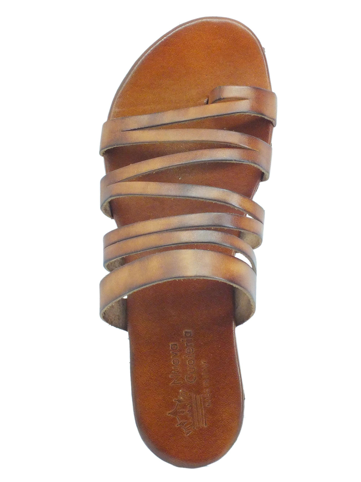 Nuova Cuoieria Nuova Cuoieria Y220-49 Bruno Sandali artigianali infra-alluce donna pelle marrone tacco basso Bruno