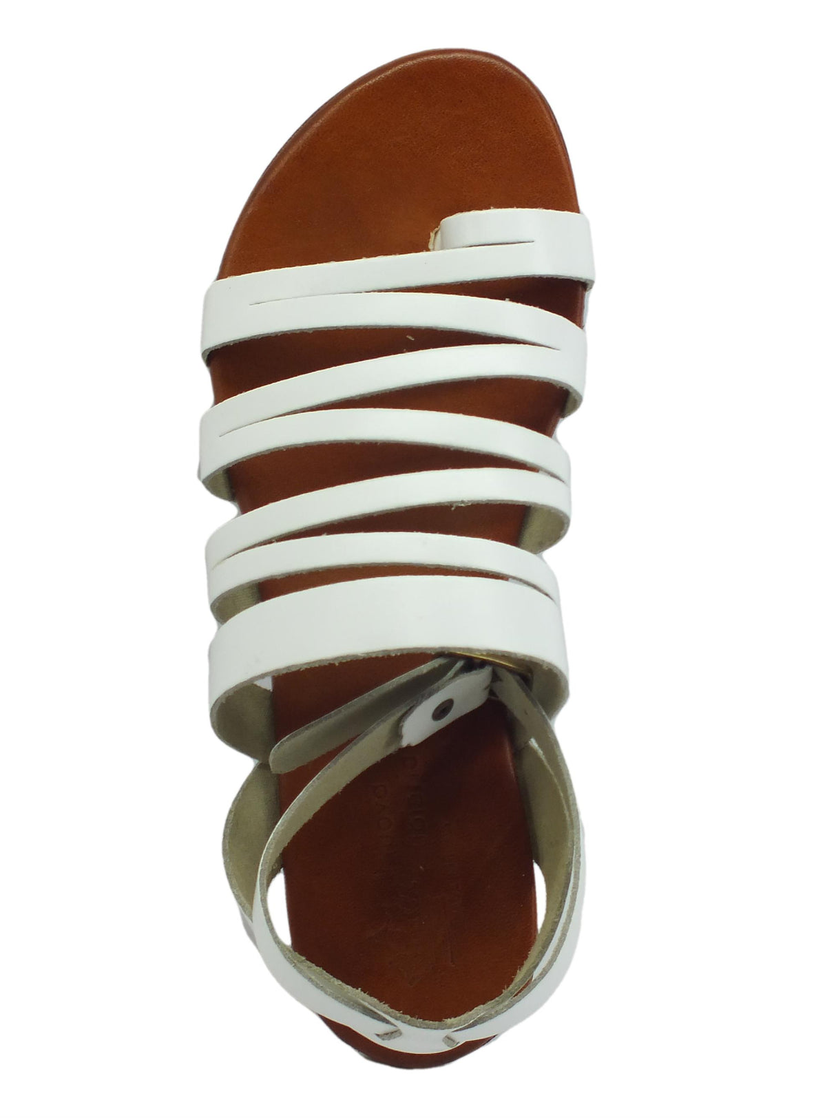 Nuova Cuoieria Nuova Cuoieria Y221-49 Bianco Sandali artigianali infra-alluce fibietta donna pelle tacco basso Bianco