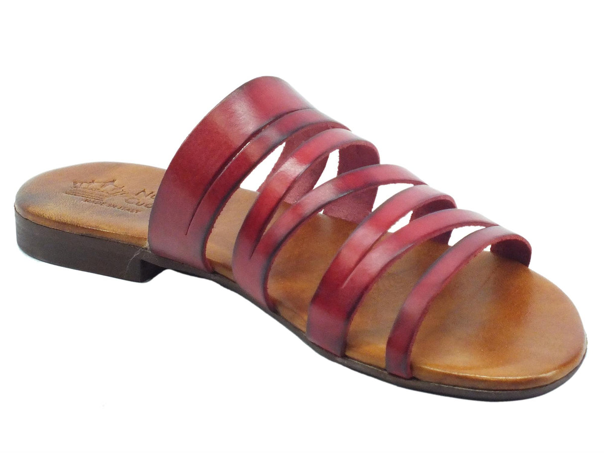 Nuova Cuoieria Nuova Cuoieria Y225-49 Rosso Sandali Artigianali per donna in pelle tacco basso Rosso