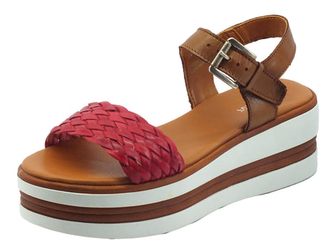 Pregunta Pregunta PQ66055000 Rosso Cuoio Sandali in pelle per Donna con zeppa alta Rosso Cuoio