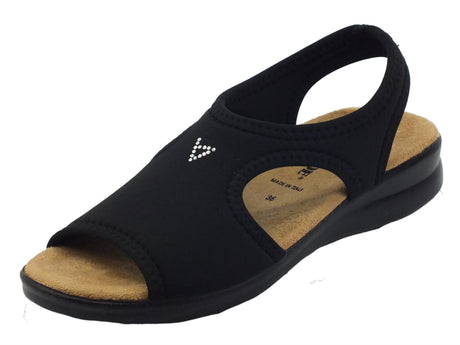 Valleverde Valleverde 25322 Nero Pantofoline Sandali per Donna in tessuto elasticizzato Nero