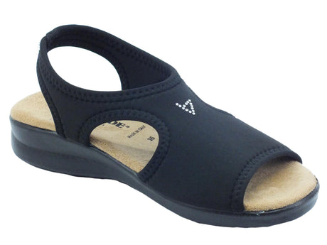 Valleverde Valleverde 25322 Nero Pantofoline Sandali per Donna in tessuto elasticizzato Nero