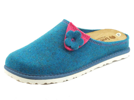 InBlu InBlu CS000032 Royal Blu Pantofole per Donna in lana cotta sottpiede in pelle Royal Blu