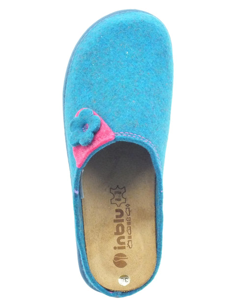 InBlu InBlu CS000032 Royal Blu Pantofole per Donna in lana cotta sottpiede in pelle Royal Blu