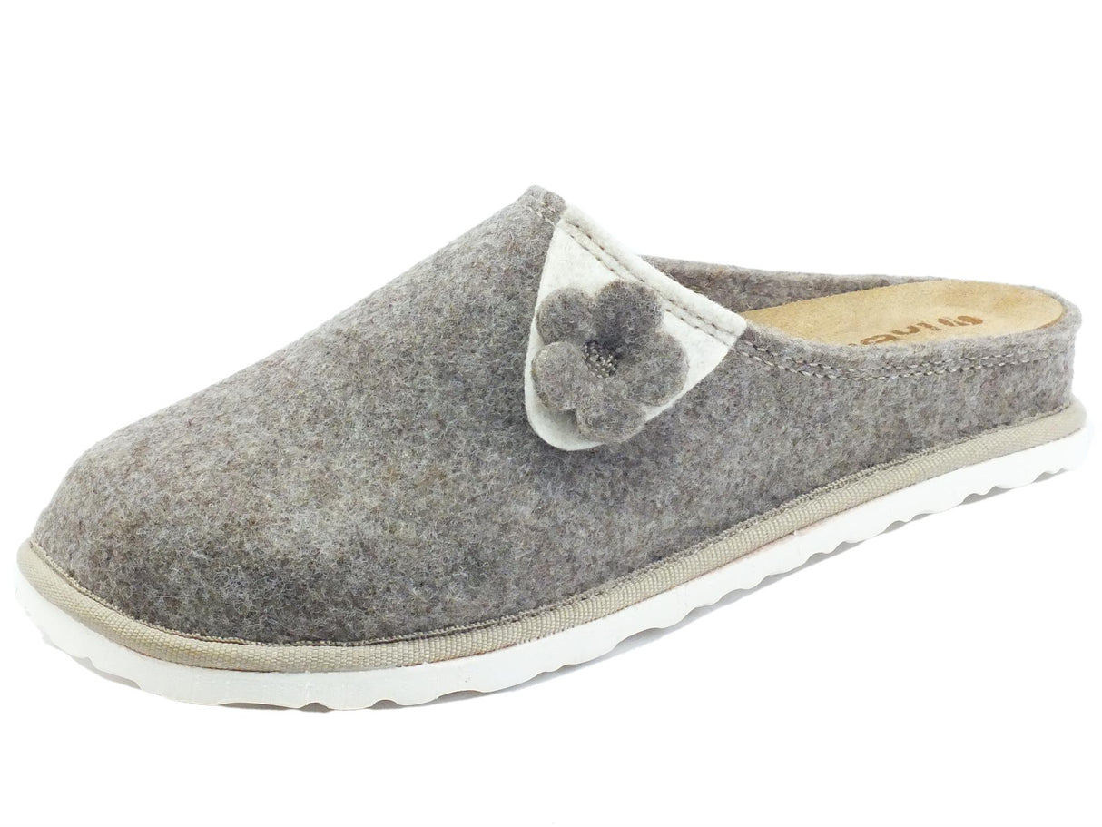 InBlu InBlu CS000032 Tortora Pantofole Donna in lana cotta sottopiede in pelle Tortora