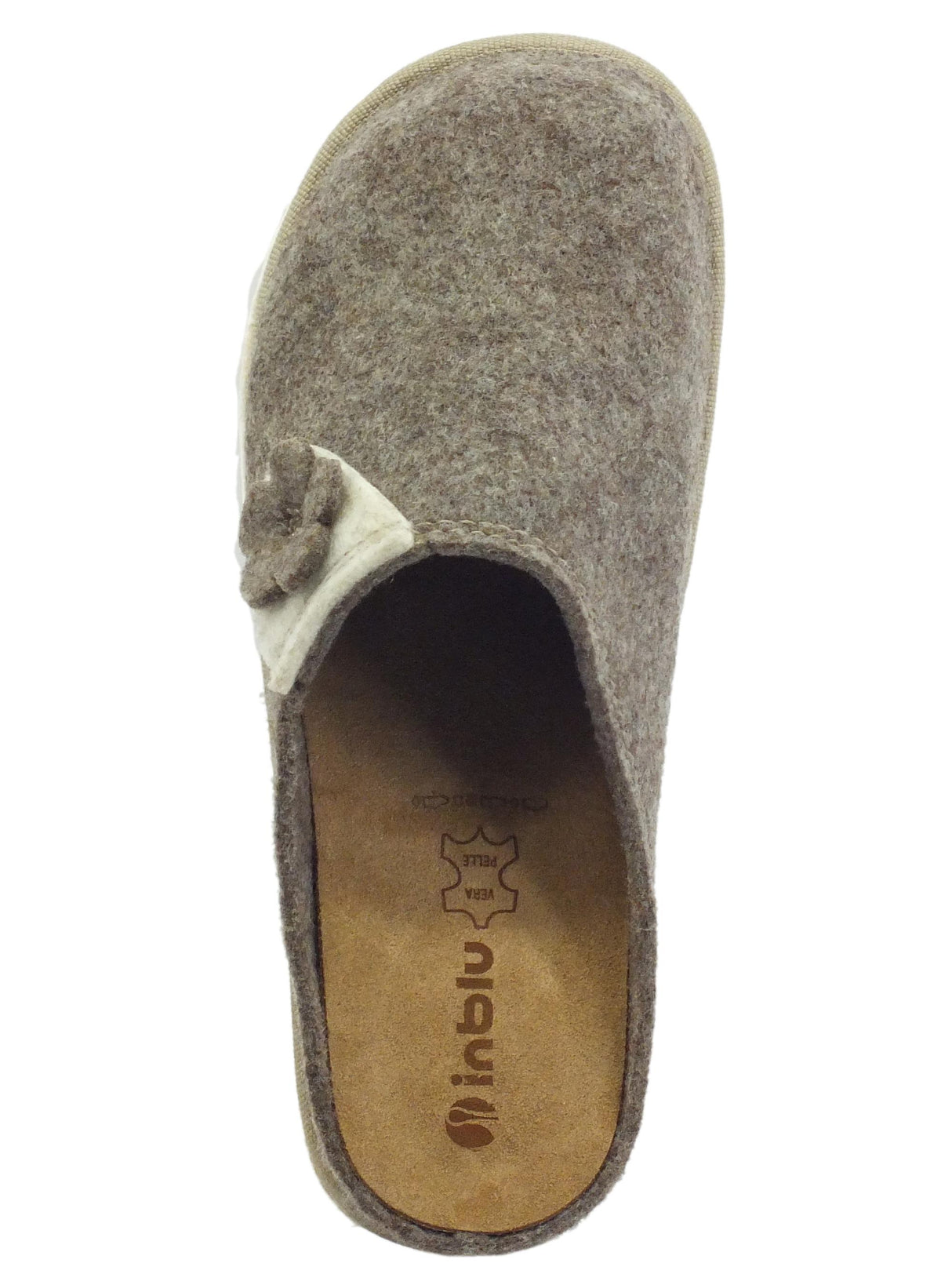 InBlu InBlu CS000032 Tortora Pantofole Donna in lana cotta sottopiede in pelle Tortora