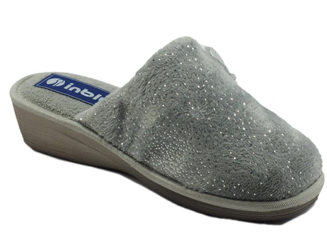 InBlu InBlu DC000021 Grigio Pantofole per Donna in tessuto con brillantini Grigio