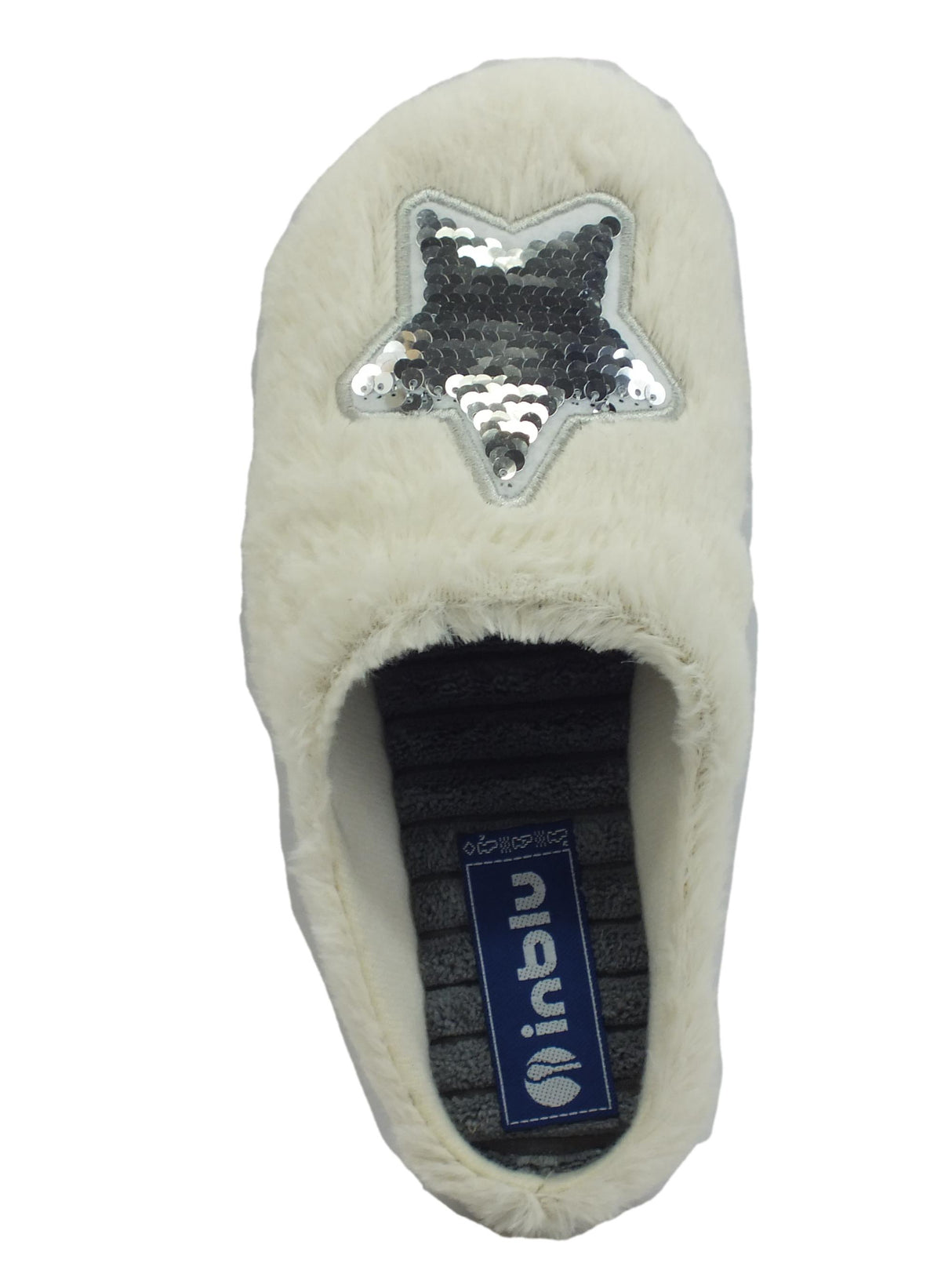 InBlu InBlu EC000077 Ghiaccio Pantofole per Donna in tessuto bianco con motivo stella Ghiaccio