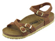 Birkenstock Birkenstock 1021489 Kumba Cognac Sandali per Donna in pelle tripla fibietta Cognac