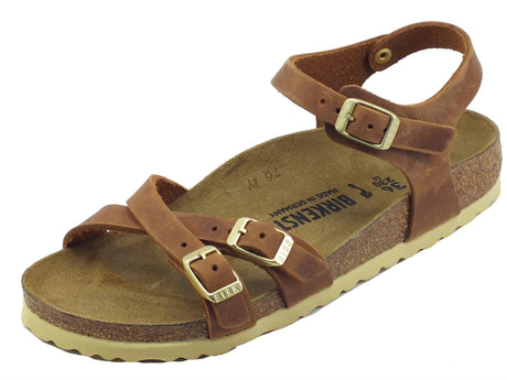 Birkenstock Birkenstock 1021489 Kumba Cognac Sandali per Donna in pelle tripla fibietta Cognac
