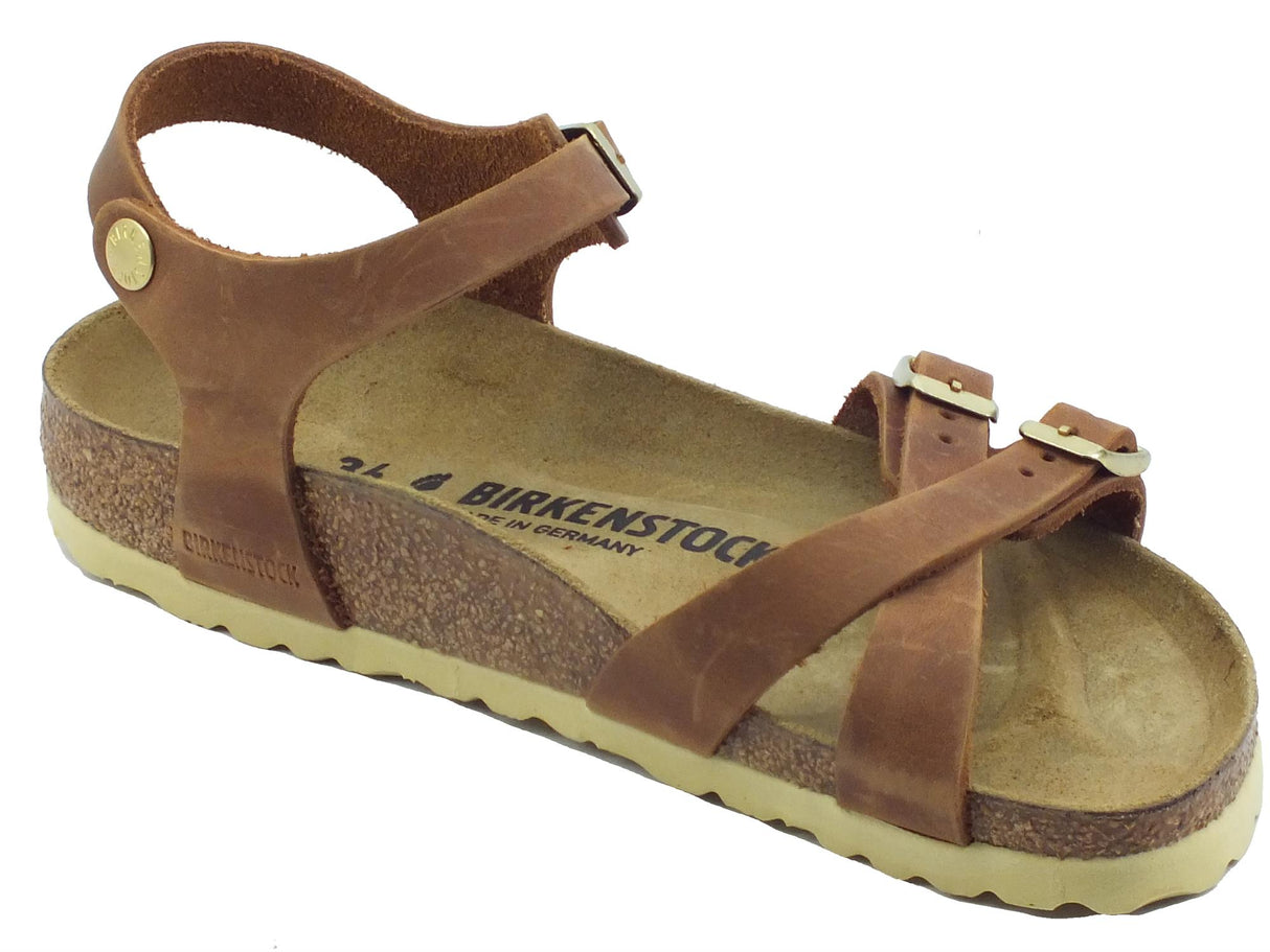 Birkenstock Birkenstock 1021489 Kumba Cognac Sandali per Donna in pelle tripla fibietta Cognac