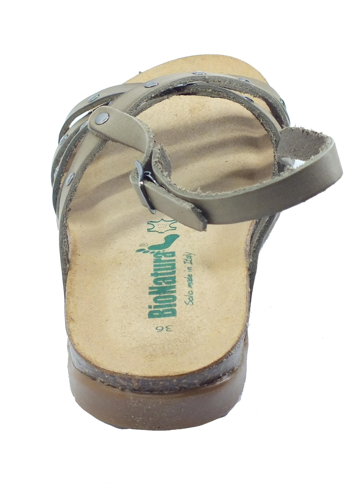 BioNatura BioNatura 34A2249B Gaucho Oil Fango Sandali per Donna in pelle con borchie e zeppa bassa Fango