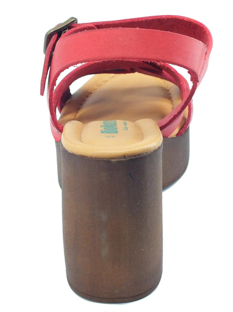 BioNatura BioNatura 87A2269 Gaucho Oil Coral Sandali per Donna in pelle con tacco alto e plateau Coral