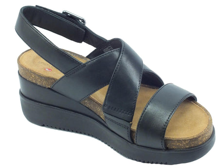 Clarks Clarks Lizby Cross Black Sandali per Donna in pelle zeppa media Black