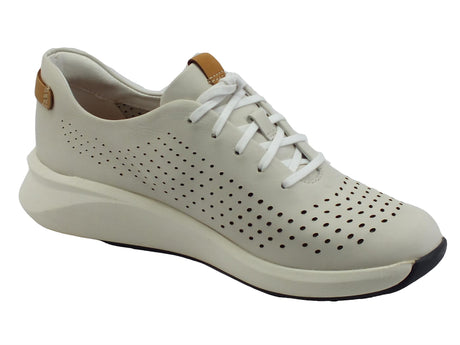 Clarks Clarks Un Rio Tie White Leather Sneakers per Donna in pelle White