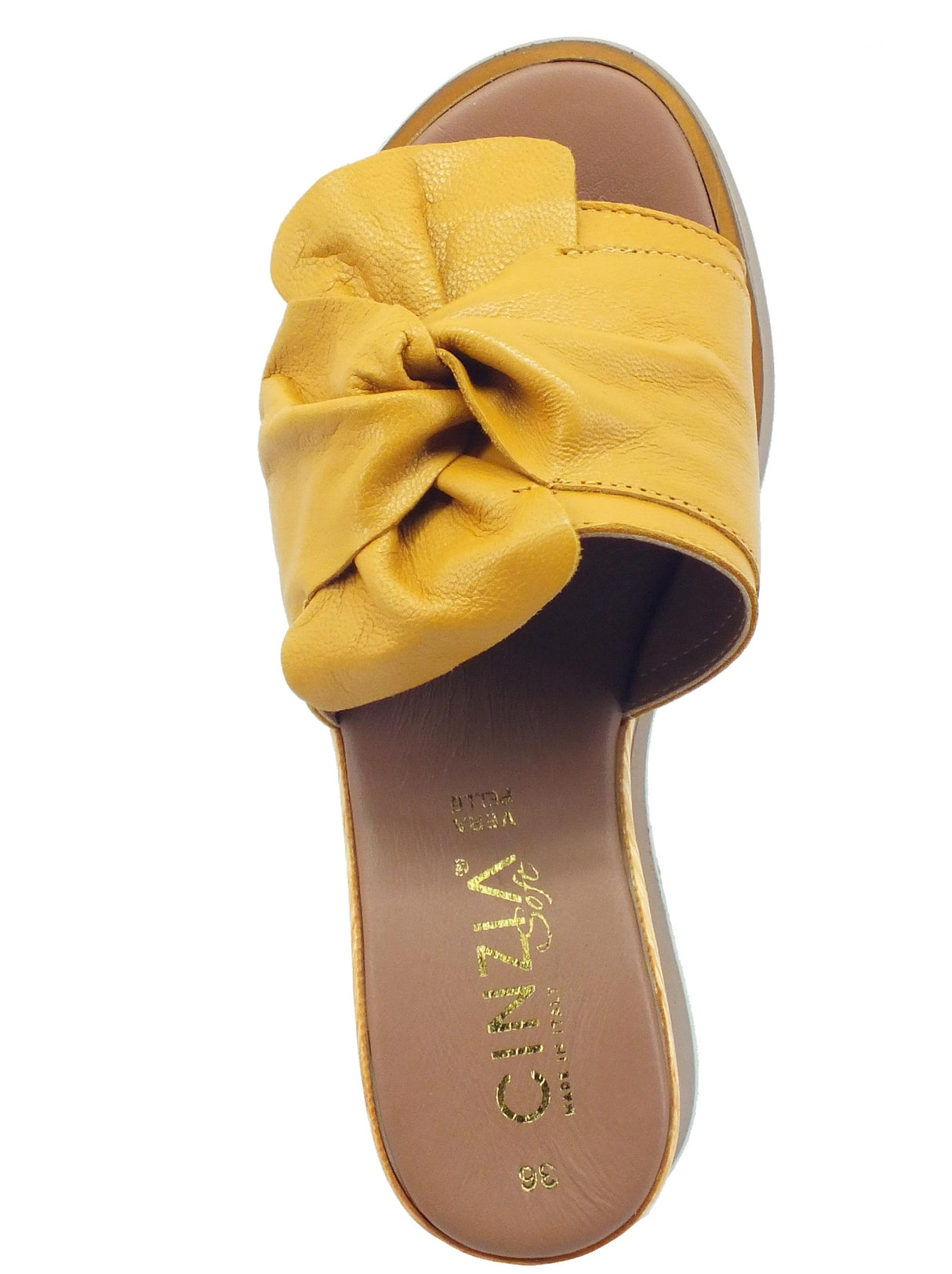 Cinzia Soft Cinzia Soft CB75572M Ocra Sandali Scalsati per Donna in pelle zeppa alta Ocra