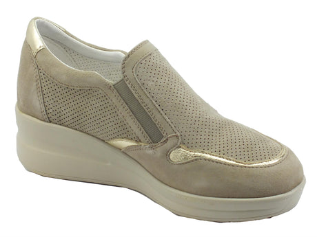 Cinzia Soft Cinzia Soft IV16945 Clay Ice Sneakers Confort per Donna in nabuk con chiusura lampo Clay Ice