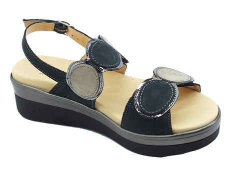 Cinzia Soft Cinzia Soft IO10687PNBS Nero Taupe Sandali Confort Donna in pelle zeppa media doppio stretch Nero Taupe