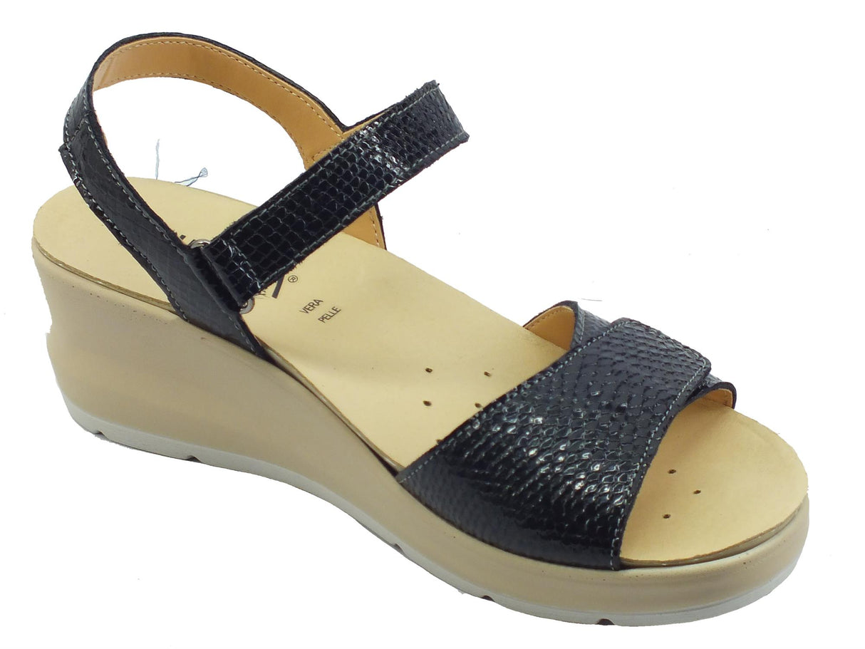 Cinzia Soft Cinzia Soft IO13680 Nero Acciaio Sandali per Donna in pelle zeppa alta Nero Acciaio