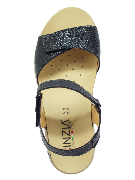 Cinzia Soft Cinzia Soft IO13680 Nero Acciaio Sandali per Donna in pelle zeppa alta Nero Acciaio