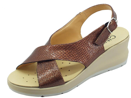 Cinzia Soft Cinzia Soft IO13771 Tabacco Sandali per Donna in pelle zeppa alta Tabacco
