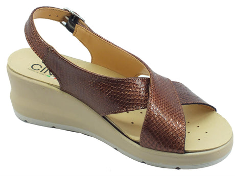 Cinzia Soft Cinzia Soft IO13771 Tabacco Sandali per Donna in pelle zeppa alta Tabacco