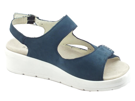 Cinzia Soft Cinzia Soft IV10918 Navy Blue Sandali Confort per Donna in nabuk doppio strappo e fibietta Navy Blue