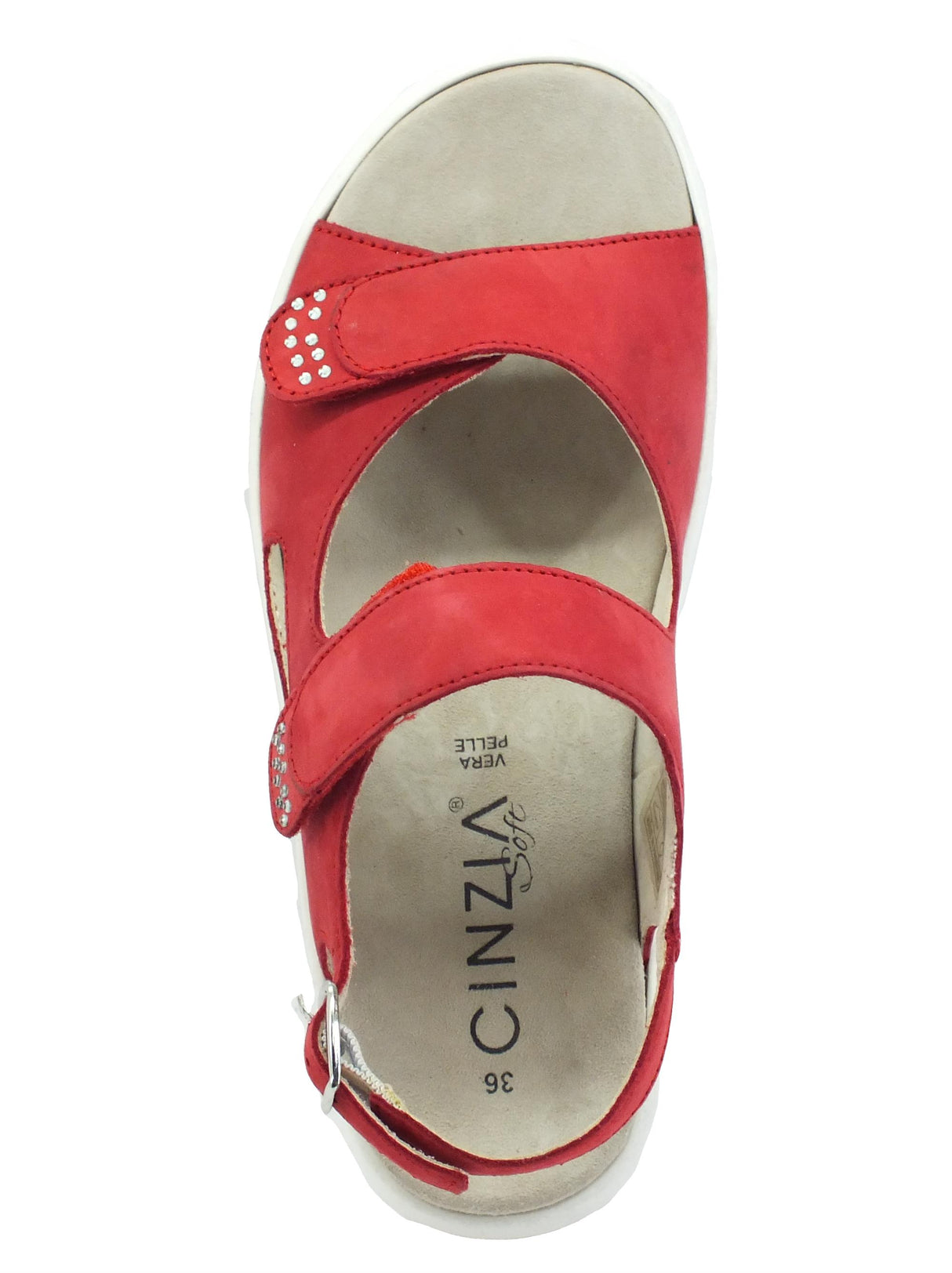 Cinzia Soft Cinzia Soft IV10918 Red Sandali Confort per Donna in nabuk doppio strappo e fibietta Red