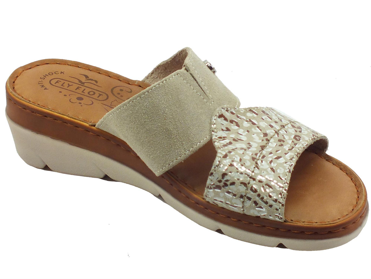 FlyFlot FlyFlot 71 F19 JG Beige Sandali scalsati per Donna in nabuk sottopiede in pelle Beige