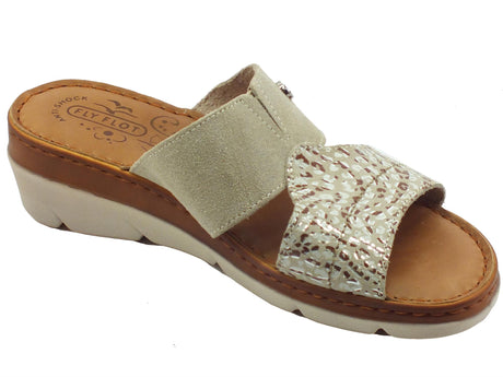 FlyFlot FlyFlot 71 F19 JG Beige Sandali scalsati per Donna in nabuk sottopiede in pelle Beige