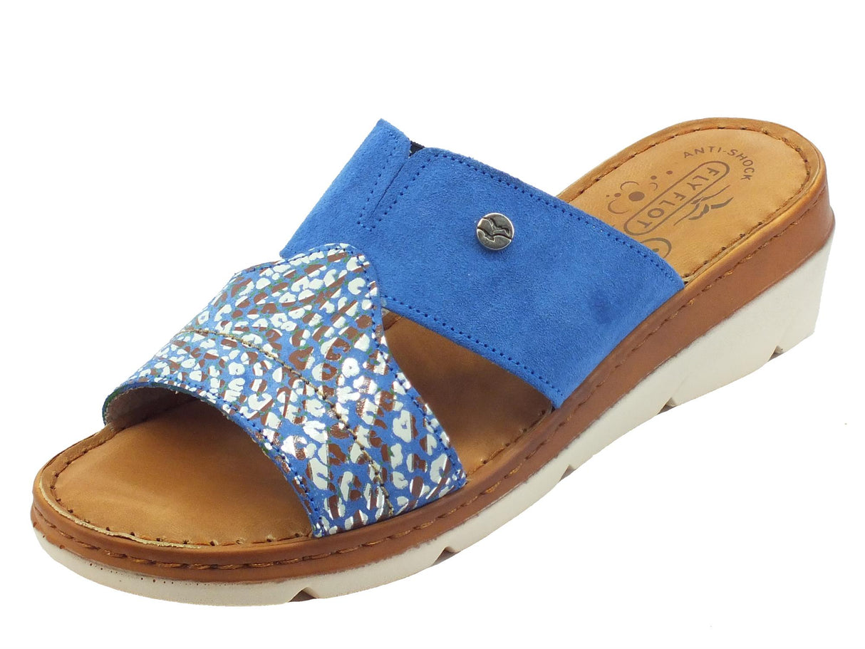 FlyFlot FlyFlot 71 F19 JG Cobalto Sandali scalsati per Donna in nabuk blu sottopiede in pelle Cobalto