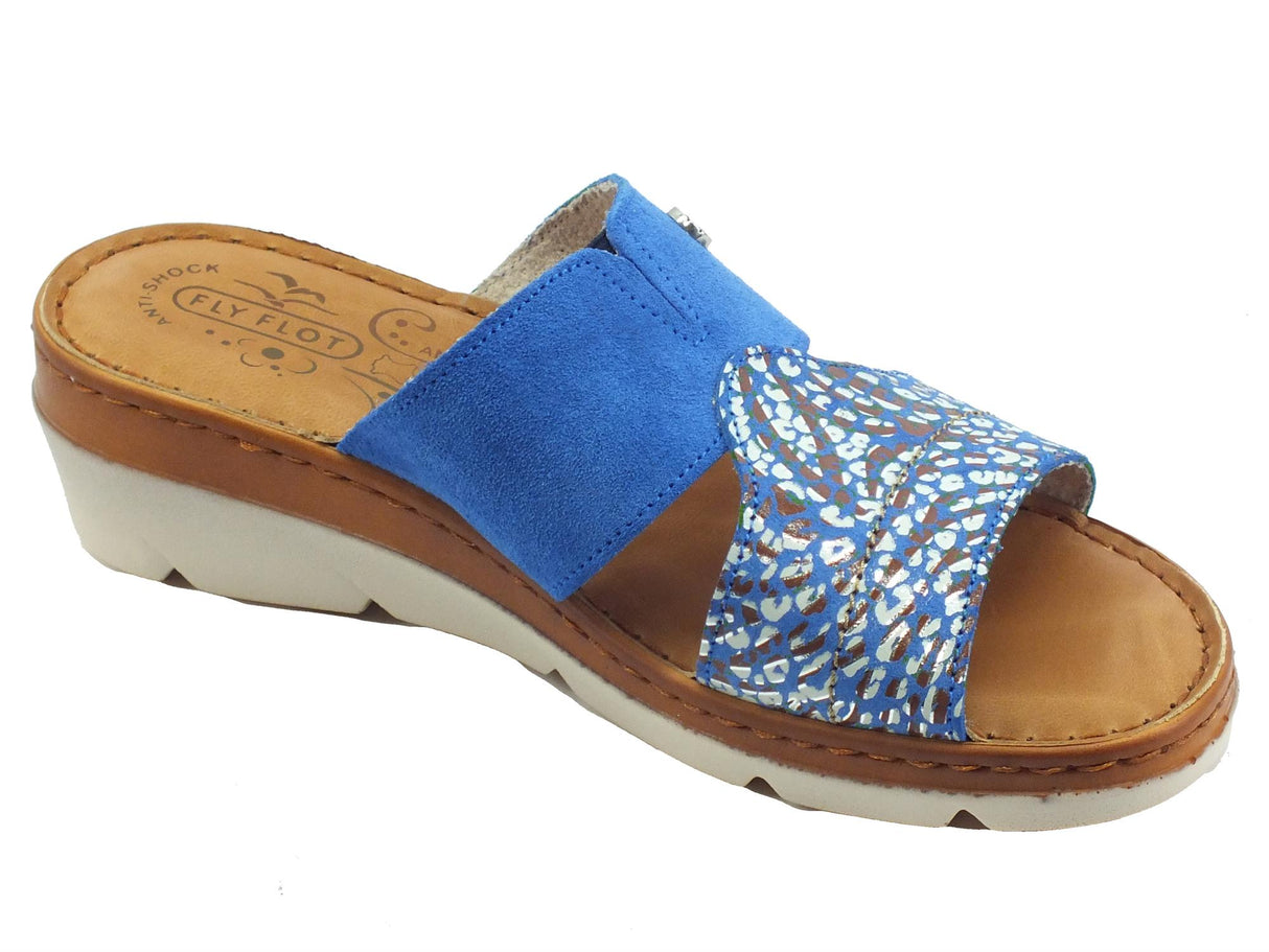 FlyFlot FlyFlot 71 F19 JG Cobalto Sandali scalsati per Donna in nabuk blu sottopiede in pelle Cobalto