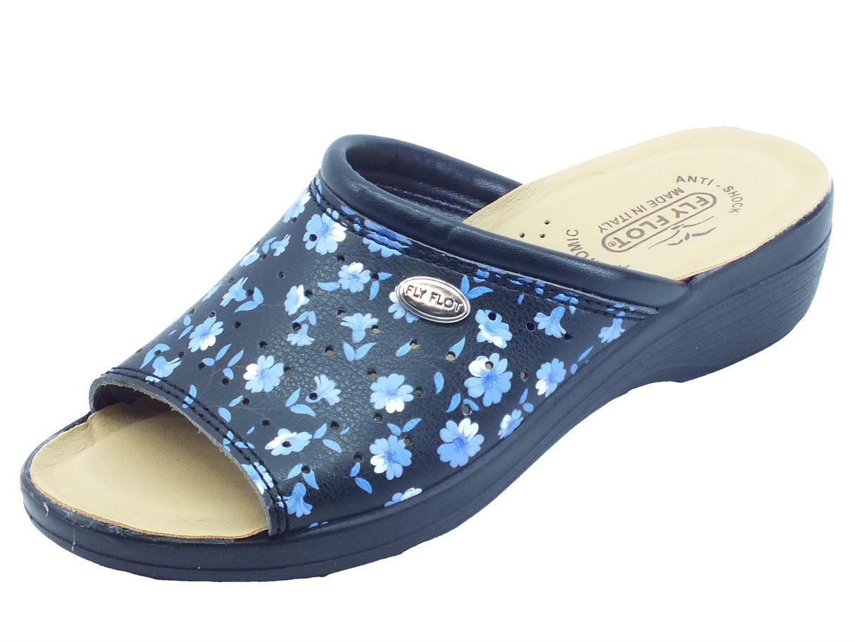 FlyFlot FlyFlot T5 B24 XB Blu Pantofole per Donna in ecopelle floreale con sottopiede antishock Blu
