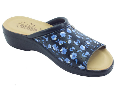 FlyFlot FlyFlot T5 B24 XB Blu Pantofole per Donna in ecopelle floreale con sottopiede antishock Blu