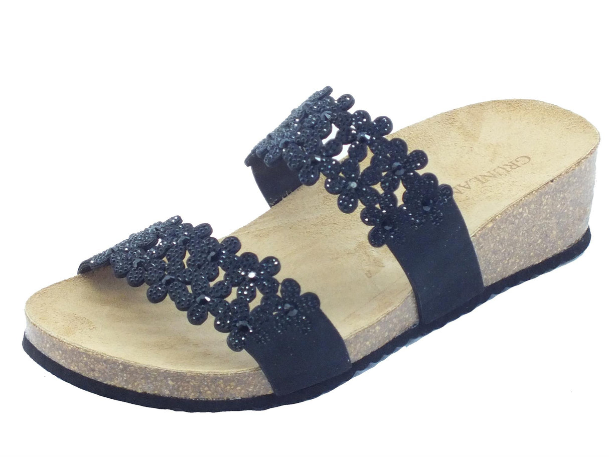 Grunland Grunland Memi CB2476 Nero Sandali Scalsati per Donna con strass Nero
