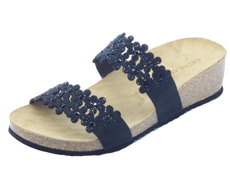 Grunland Grunland Memi CB2476 Nero Sandali Scalsati per Donna con strass Nero