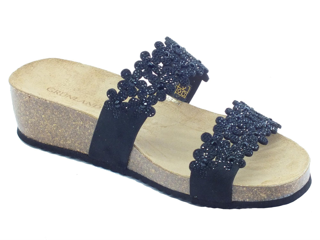 Grunland Grunland Memi CB2476 Nero Sandali Scalsati per Donna con strass Nero