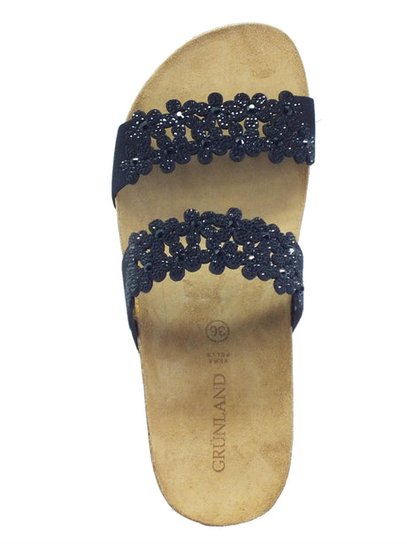 Grunland Grunland Memi CB2476 Nero Sandali Scalsati per Donna con strass Nero