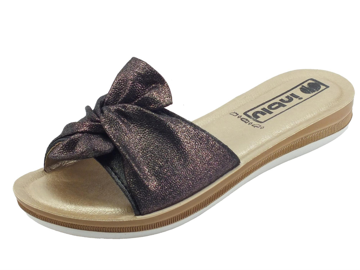 InBlu InBlu BA000042 Nero Ciabatte per Donna in ecopelle zeppa bassa Nero