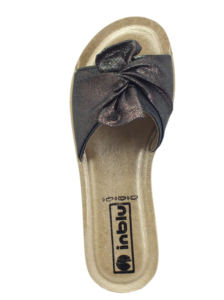 InBlu InBlu BA000042 Nero Ciabatte per Donna in ecopelle zeppa bassa Nero