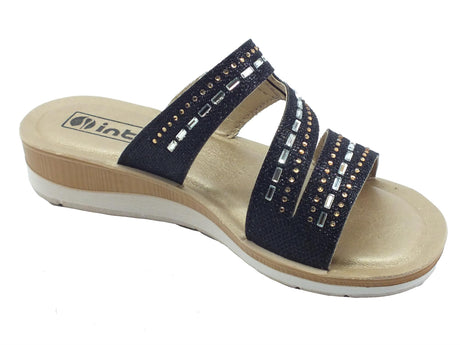 InBlu InBlu BV000025 Nero Ciabatte per Donna in gomma ecopelle zeppa bassa Nero