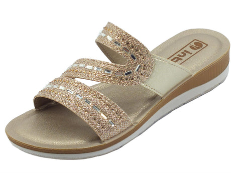 InBlu InBlu BV000025 Platino Ciabatte per Donna in gomma ecopelle zeppa bassa Platino