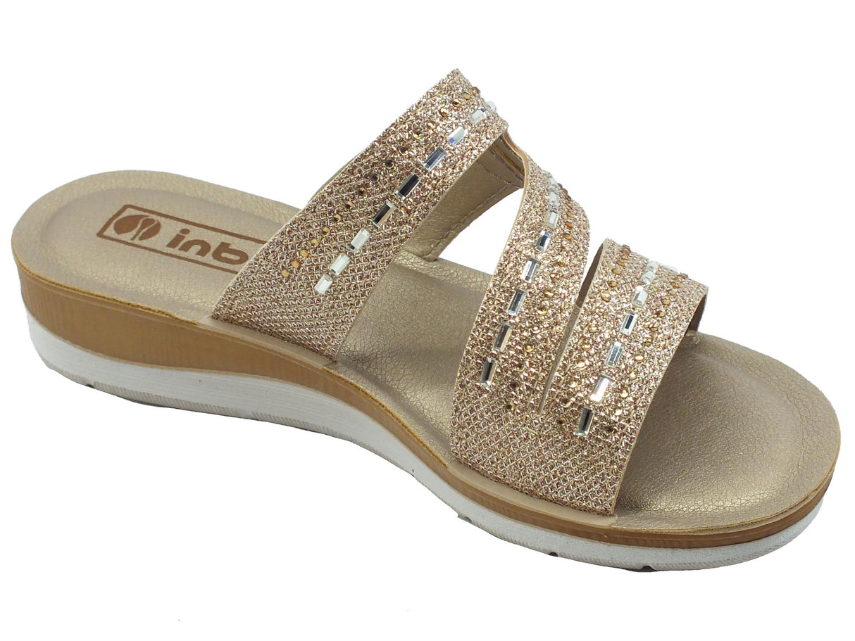 InBlu InBlu BV000025 Platino Ciabatte per Donna in gomma ecopelle zeppa bassa Platino