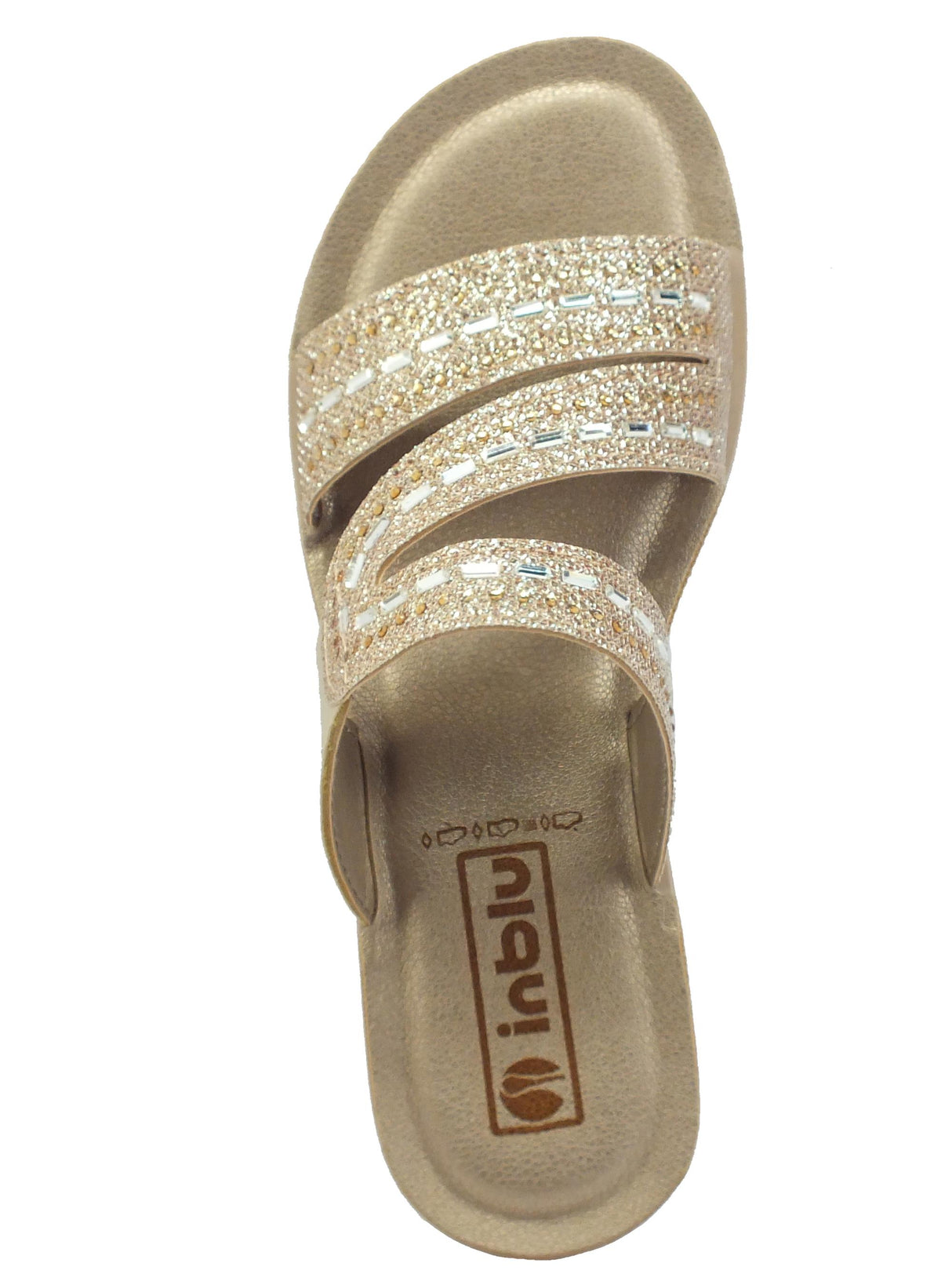 InBlu InBlu BV000025 Platino Ciabatte per Donna in gomma ecopelle zeppa bassa Platino