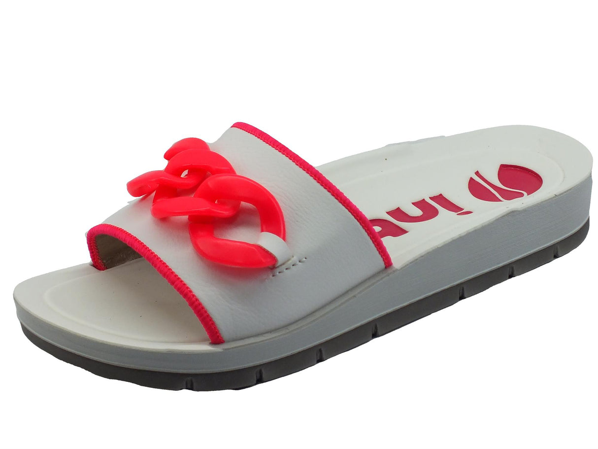 InBlu InBlu CP000033 Bianco Ciabatte per Donna in gomma Bianco e Fuxia Bianco