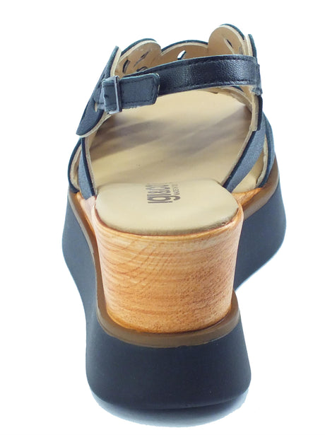 Igi&Co Igi&Co 1689311 Capra Lamin Sky Nero Sandali per Donna con zeppa alta Nero