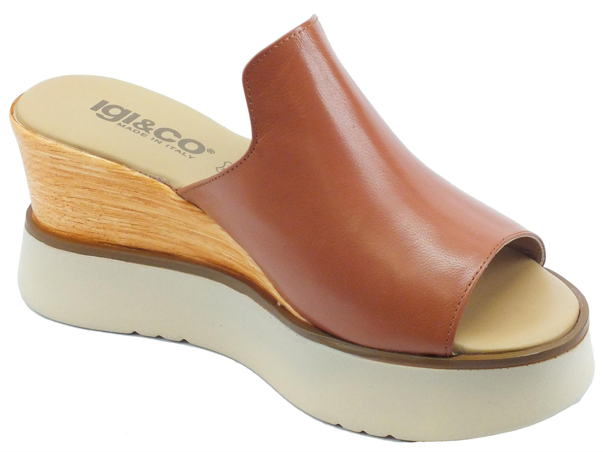 Igi&Co Igi&Co 1689422 Nappa Rak Ruggine Sandali scalsati per Donna in pelle con zeppa alta Ruggine